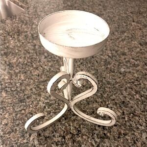 Vintage white metal candle holder